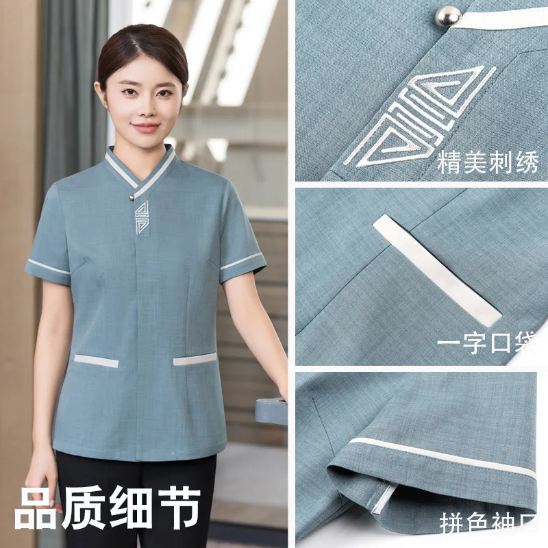 

Hotel RoomsPAShort Sleeve Cleaning Work Uniform Set for Property Management, Hotel, Hospital, Sanitation Aunt Summer Cleaning Se