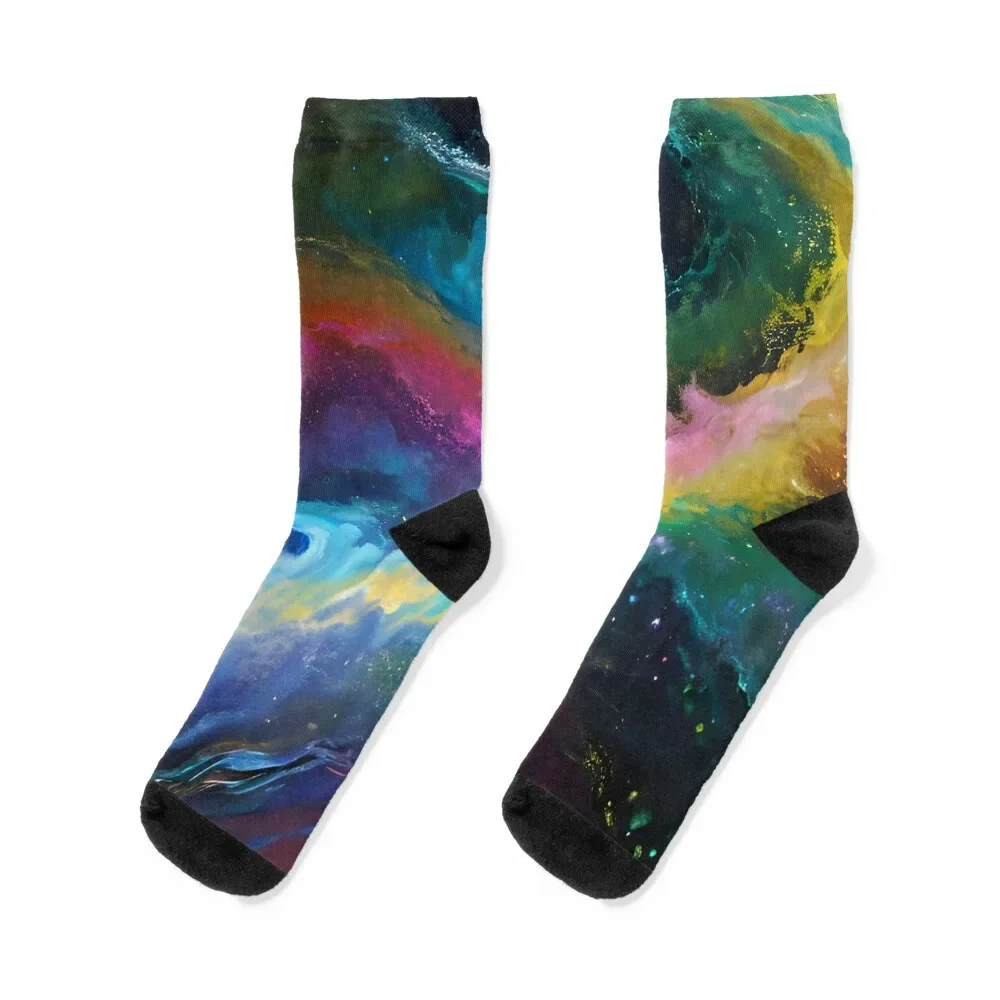 Vibrant Abstract Space Art Socks cartoon designer brand funny gifts Girl'S Socks Men's