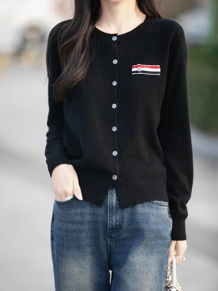 Cardigan ouvert tricoté Long Sve pour femme, vêtement d'extérieur, manteau d'université, petit irt, nouvelle collection printemps automne