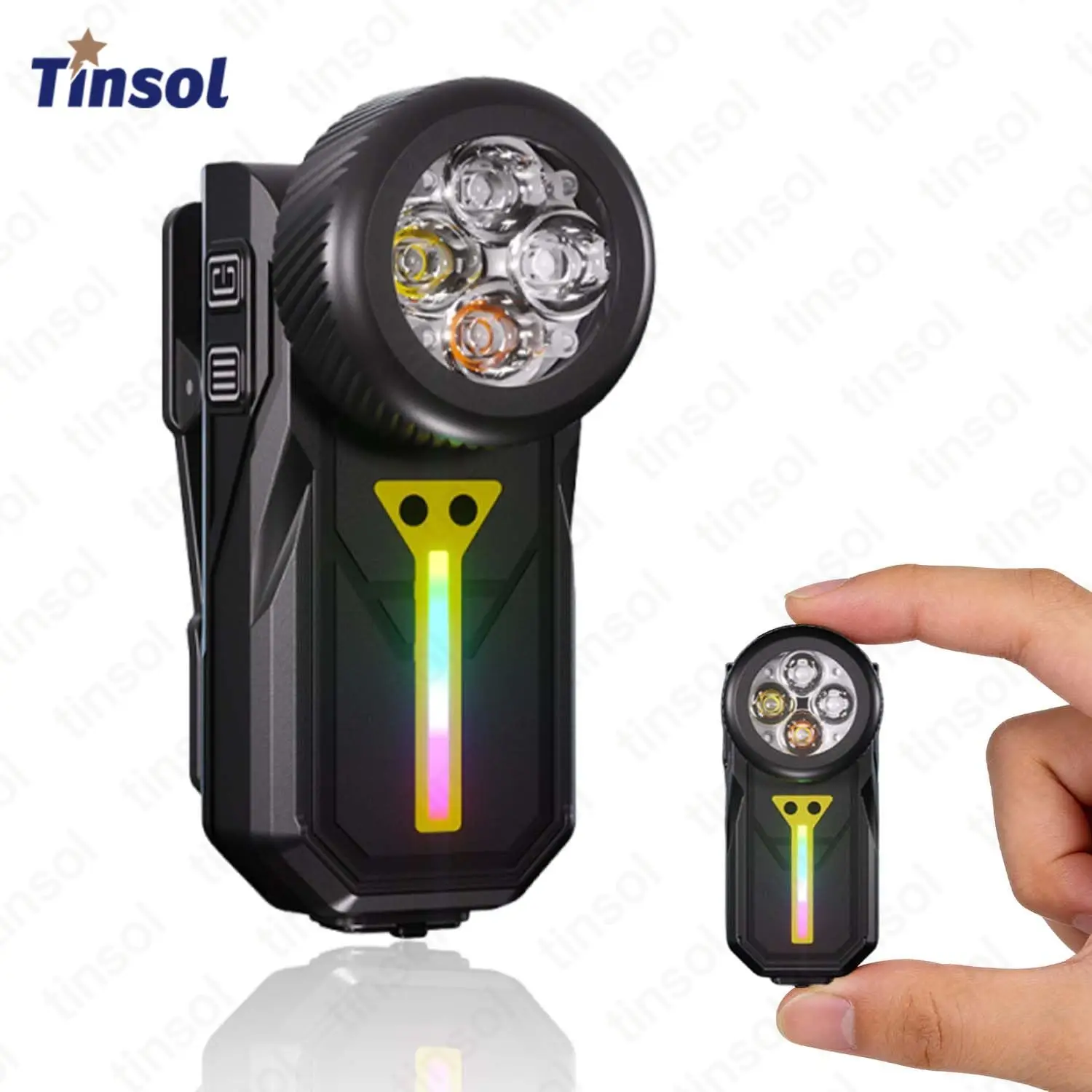 

New 2000LM Mini Clip Light with Magnet, Gesture Control & RGB Side Light, Multicolor LED EDC Flashlight Light for Camping Hiking
