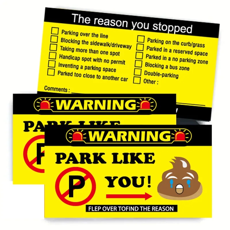 50pcs Funny Parking Violation Cards Parking Violations Cards 3.5 X 2 Inch Parking Violation Cards with Multi Violation Reasons