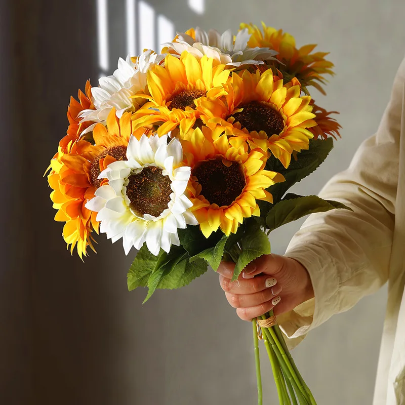 

Fansi Sunflower Simulation Bouquet Fake Dried Flower Arrangement Living Room Dining Table Advanced Bionic Flower