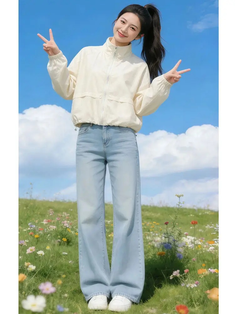 Korean Style Versatile Slimming Drawstring Short Cardigan Ladies Summer 2026 Trendy Loose Anti-Aging Long Sleeve Sunscreen Coat