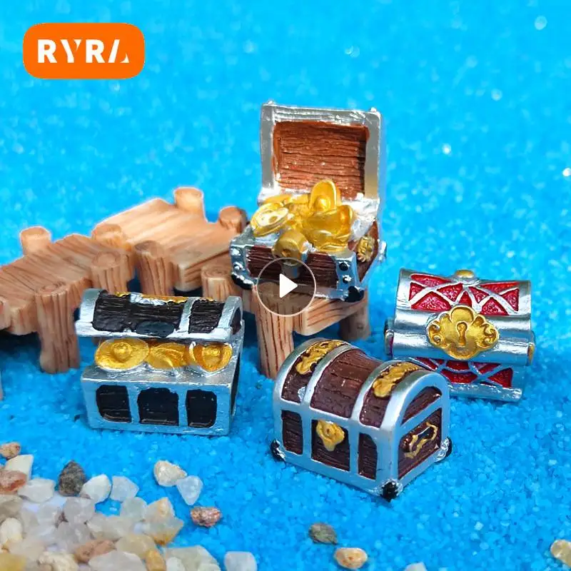 Simulated Treasure Box Antique Creative Resin Fish Tank Landscape Micro Landscape Moss Ornaments Retro Underwater Treasure Box