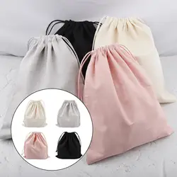 25x30cm Large Canvas Plain Drawstring Bags Travel Gift Laundry Bag Reusable