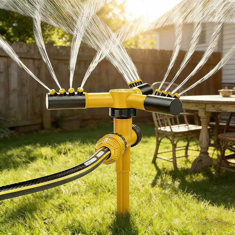 3 Sets 360° Rotating Three-Arm Ground Spike Sprinkler Water Connector Adjustable Wide Coverage Lawn and Garden Irrigation Tool