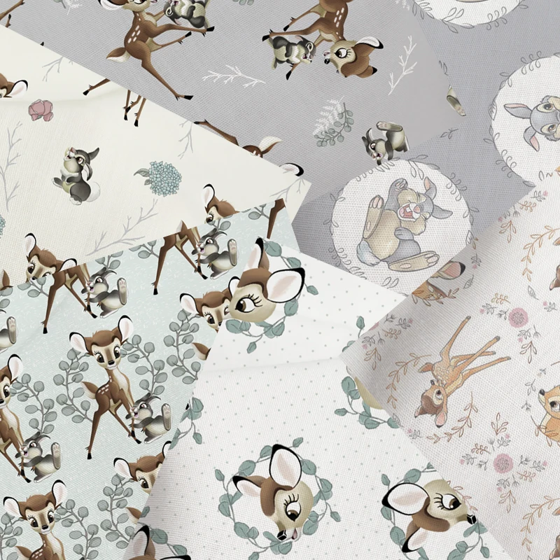 Half yard 45X145cm Print Polyester cotton bambi fabric character DIY Handmade material F3367