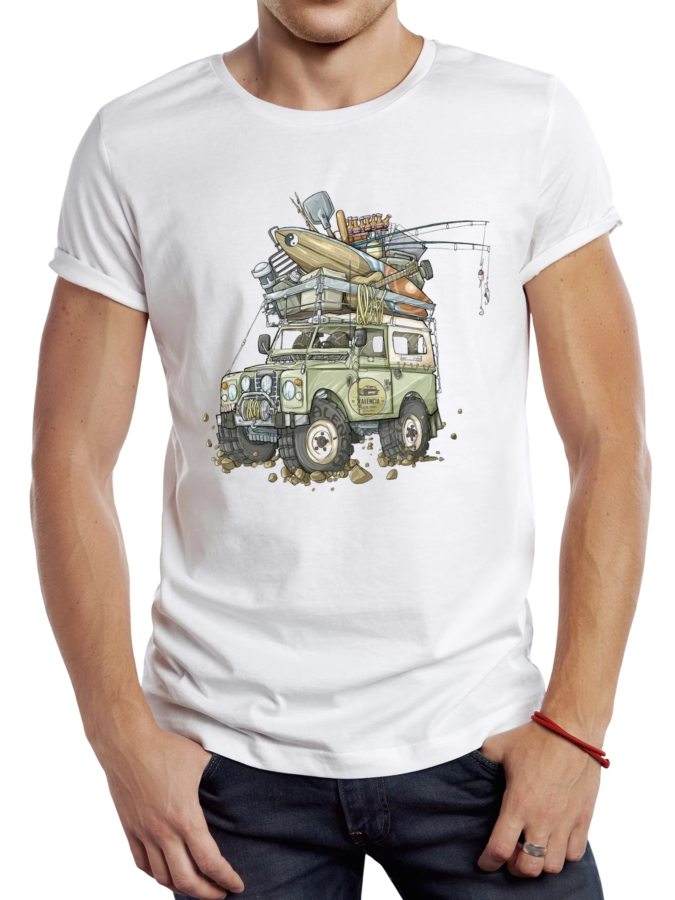 

FPACE Retro Cool Camping Fishing Men T Shirt Graphic Adventure Surf Board Sport Cloth Vintage Bus Tops Hipster Tee