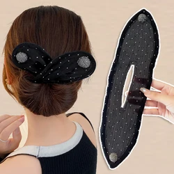 Women's Net Yarn Bow Rabbit Ear Headband Roller Magic Twisted Hairstyle Band 2023 New Fashion Hair Accessories