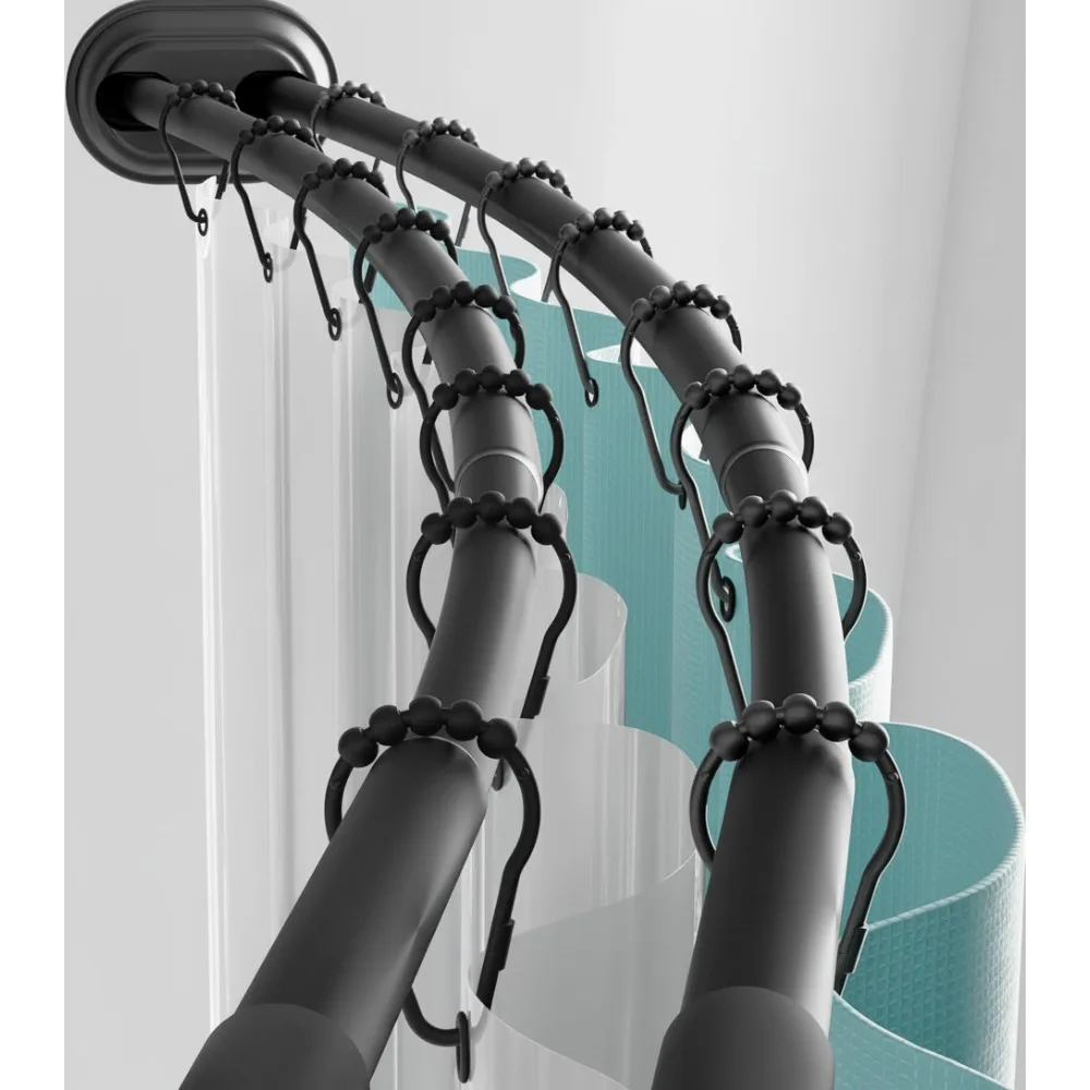 

Rustproof Double Curved Shower Rod, No Drill Adjustable Tension Rod for Bathroom, Extra Space 50-72 Inches Matte Black
