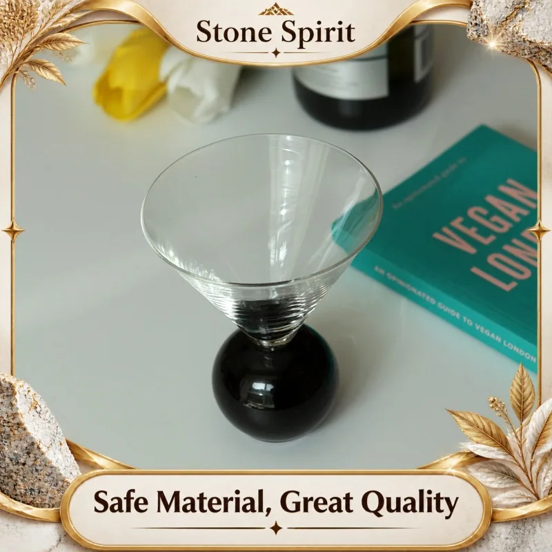 Vintage Glass Goblet 150ml, Round Ball Design Wine Glass for Cocktail Juice, Heavy Base 350g Drinking Cup, Retro Home Bar Decor,