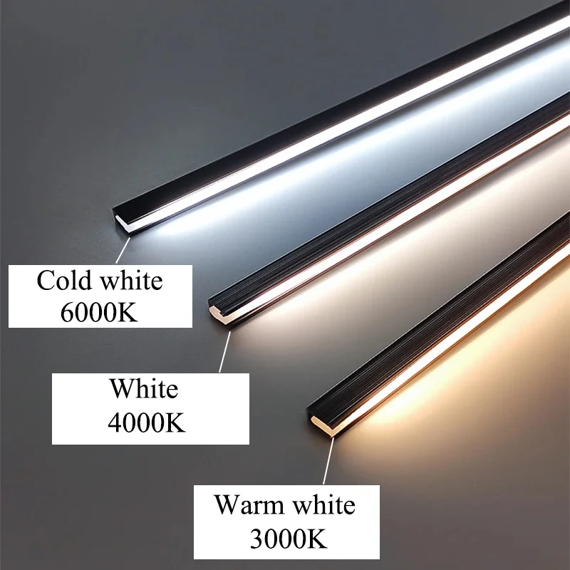 Ultra Thin LED Built-in Under Cabinet Invisible Light Bar Wardrobe Bookcase Layer Shelf DC12V Aluminum Profile Hidden Lighting