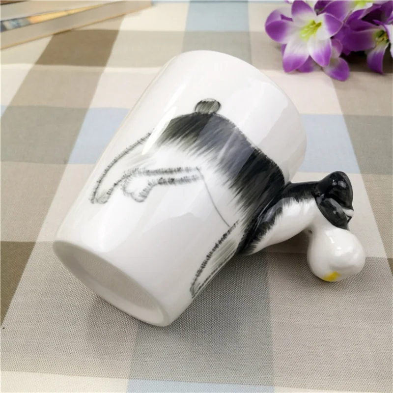 400ml Cartoon Puppy Creative Ceramic Chenille Mug 3D Animal Cup Bulldog Cute Dog Samoyed Coffee Mug Home Tableware Supplies Gift