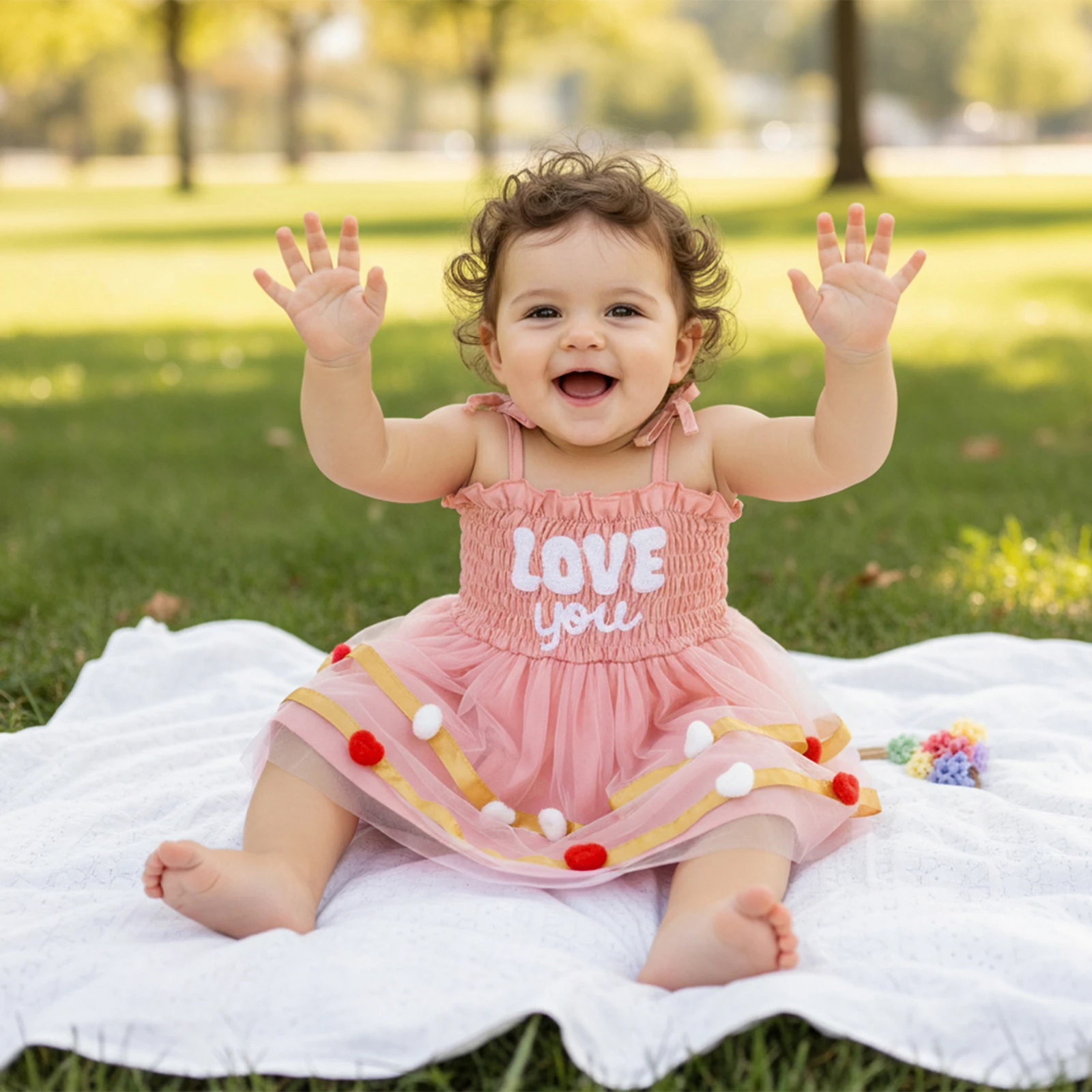 فستان صيفي للفتيات الصغيرات بدون أكمام بحزام ربطة عنق فستان على شكل حرف A للأطفال الصغار ذو طبقات