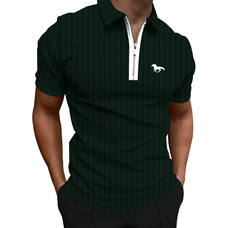 Camisa polo com estampa digital 3D masculina, manga curta, 100% poliéster, moda casual, verão