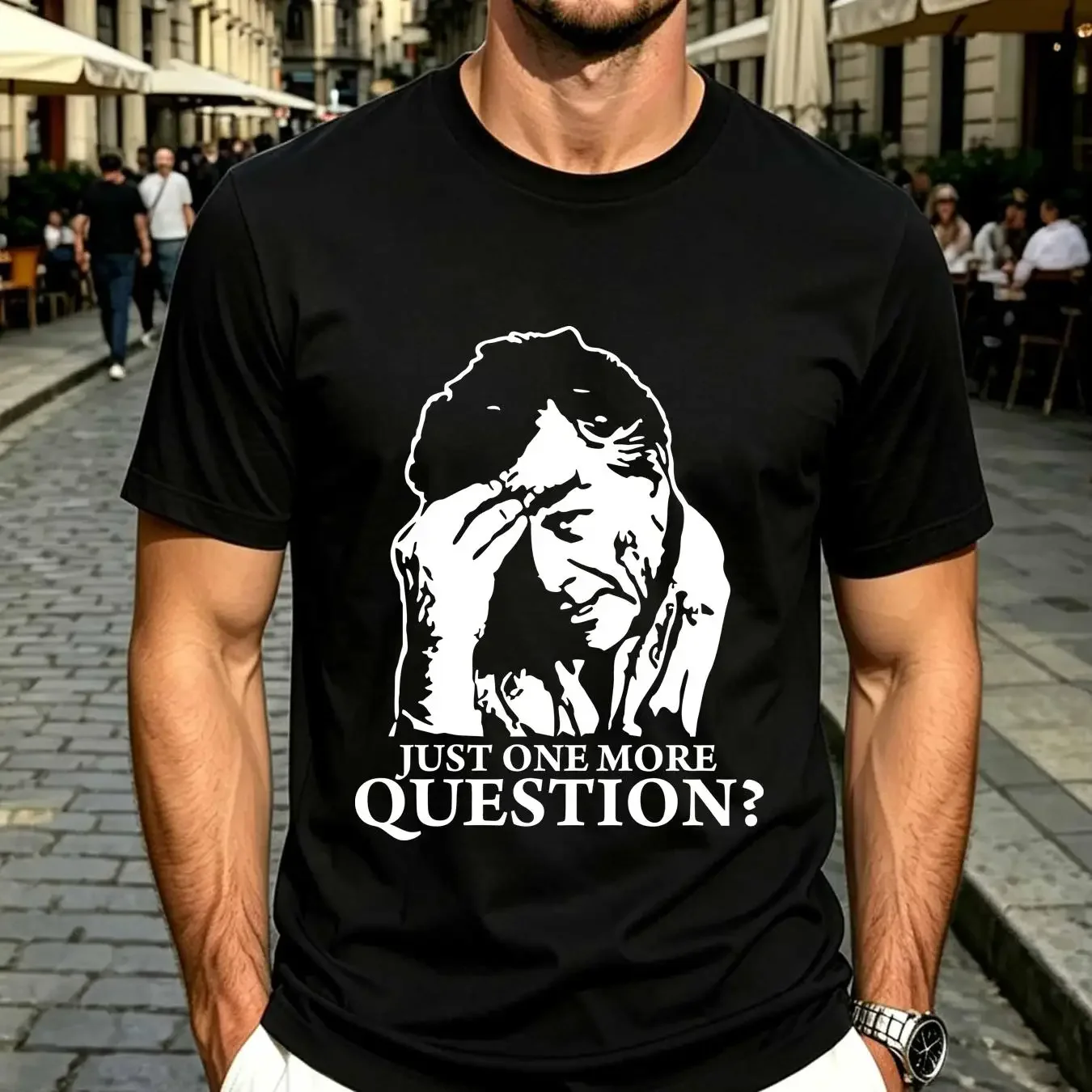 washed T Shirt Columbo Just One More Question Retro Sayings Funny Fun Comedy vintage Washed Top For Everyday Wear