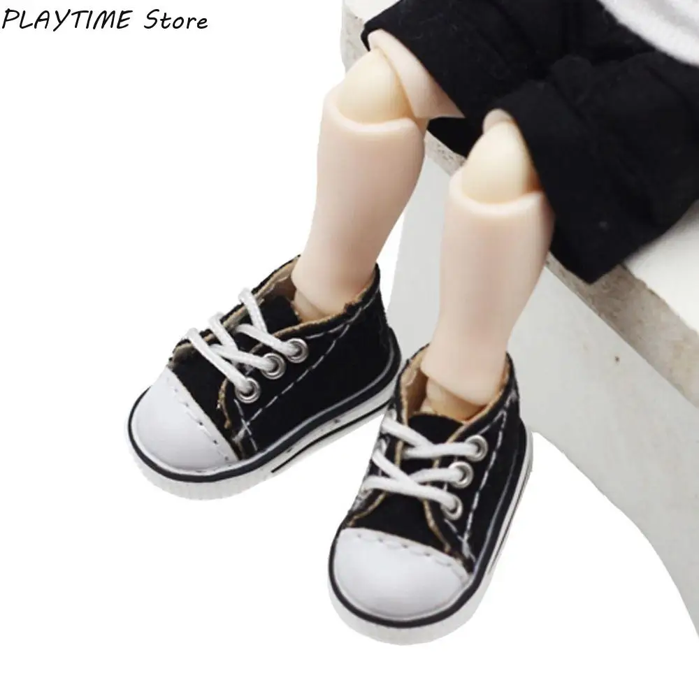 

1 Pair 12 points Doll Mini Canvas Shoes Sports Shoes Casual Ob11 Canvas Doll Shoes Cartoon Lace-up Doll Clothes Shoe