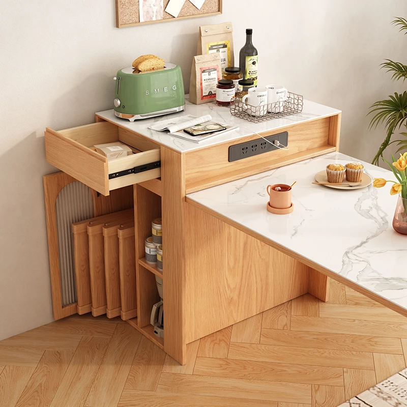 

Multifunction Dining Table Sideboard Integrated Design Large Sliding Door Storage Cabinet Small Apartment Foldable Dining Tables