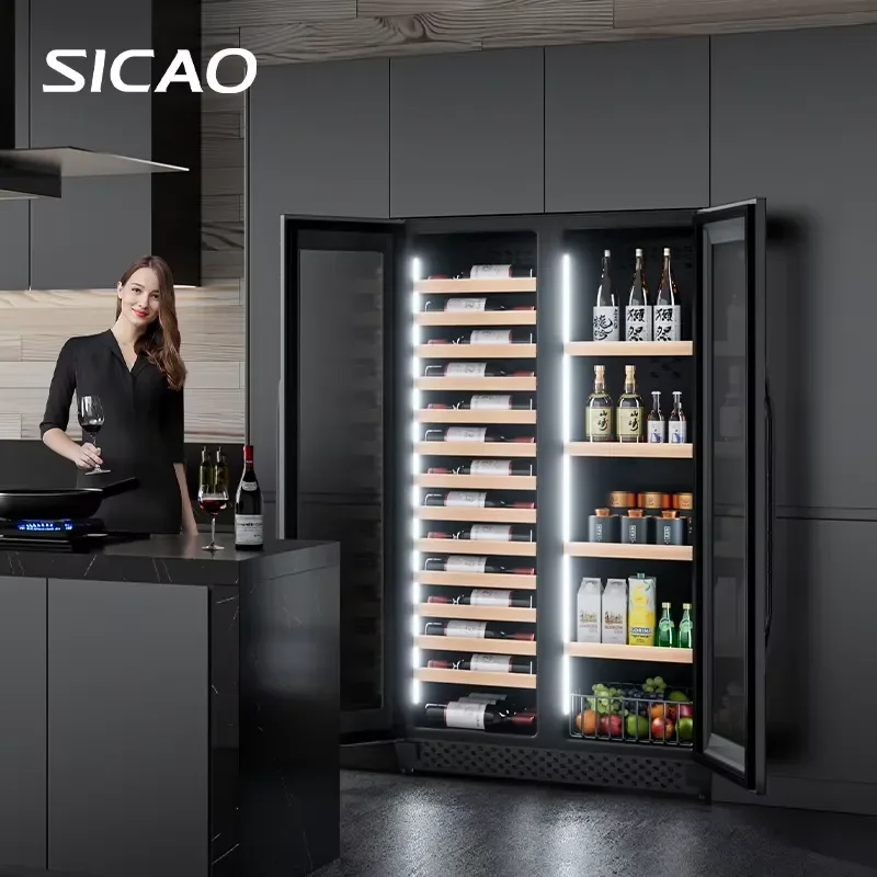 Dual Zone Wine Cooler Built In Wine Fridge 24 Bottle Beverage Refrigerator Stainless Steel Under Counter Cellar For Home Bar