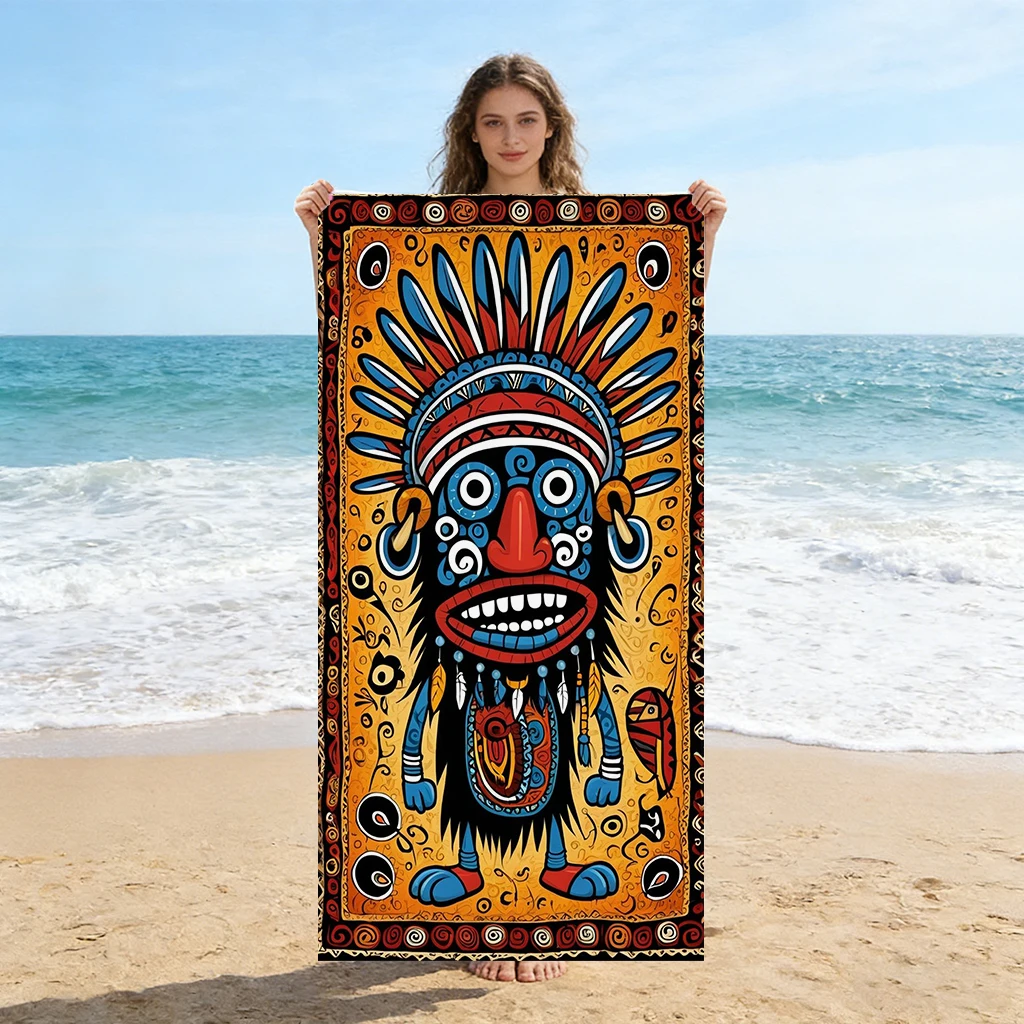 1pc Primitive Funng Beach Towel Large Vintage Towel Super Absorbent Suitable for Beach Vacation Pool Summer Gift for Friends