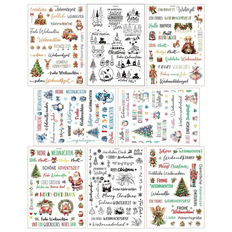 Rub On Stickers Furniture Rub on Transfers Christmas Decals Christmas Tree Snowman Santa Fairy Rub on Transfers Journal Supplies