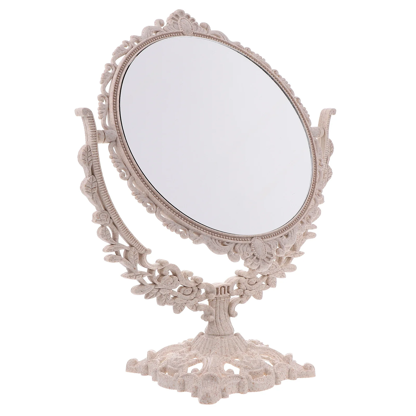 1Pcs Round Retro European Style Makeup Mirror Double-Sided Standing Rotating Vintage Mirror Desktop Bedroom