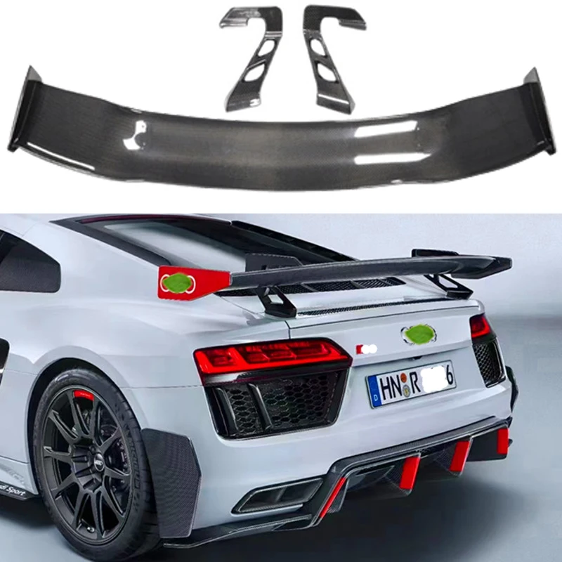 Car Styling Style 100%Real Carbon Fiber Car Rear Trunk Spoiler Wing for Audi R8 GT Wing 2007 2010 2014 20017 2018 2019 2020 2021