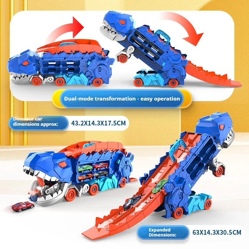 Jouet de voiture sur Rail transfrontalier tyrannosaure Rex dinosaure dévoit le jouet transforme et les œillets de voiture en alliage Surprises garçon avec cadeau de vacances