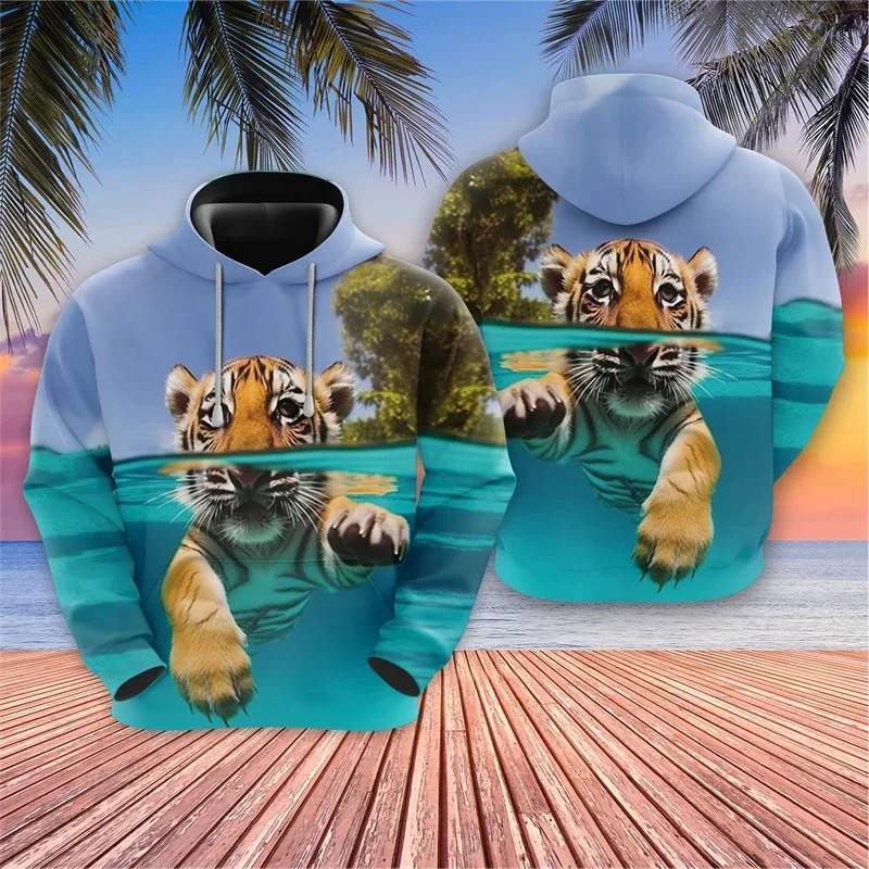 2025 ثلاثية الأبعاد بنغال النمر مطبوعة الرجال هوديي Harajuku موضة الحيوان هوديي ملابس رياضية القوطية الرجعية الرعب #4