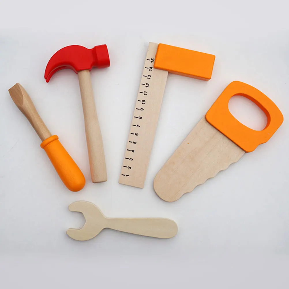 

Woodworking Tool Set Toddler Tools Prop Toys Wooden Decorative for Kit