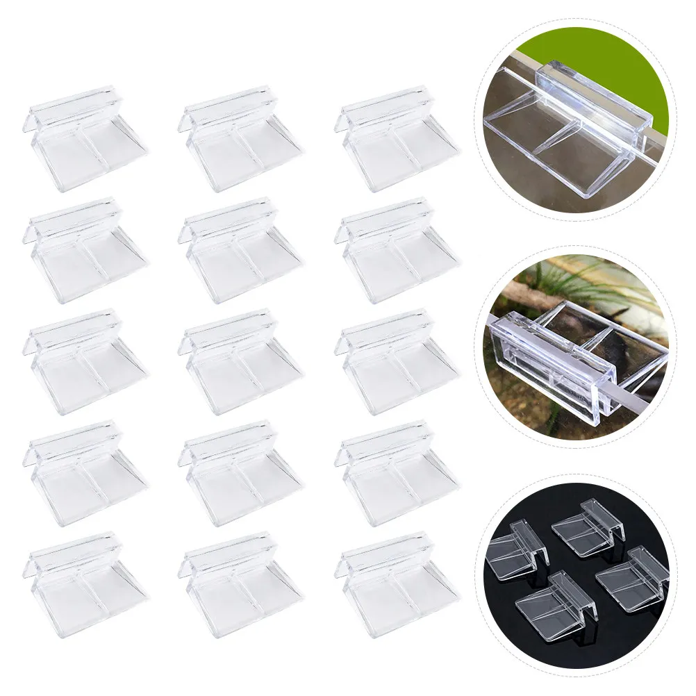 

15Pcs Fish Tank Cover Brackets Clear Acrylic Support Frames for Aquarium Glass Covers Universal Clip Shelf Safe for Pets