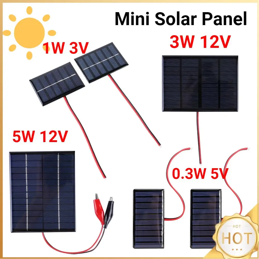 1/2 قطعة لوحة طاقة شمسية صغيرة 5/3/1/0.3 واط 12/5/3 فولت وحدة خلية لوحة البولي سيليكون في الهواء الطلق لتقوم بها بنفسك شاحن بالطاقة الشمسية لبطارية شاحن الهاتف