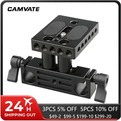 CAMVATE Camera Quick Release Plate With Railblock Height Riser & 15mm Rod Clamp Adaper For DSLR Cage Shoulder Rig Support System