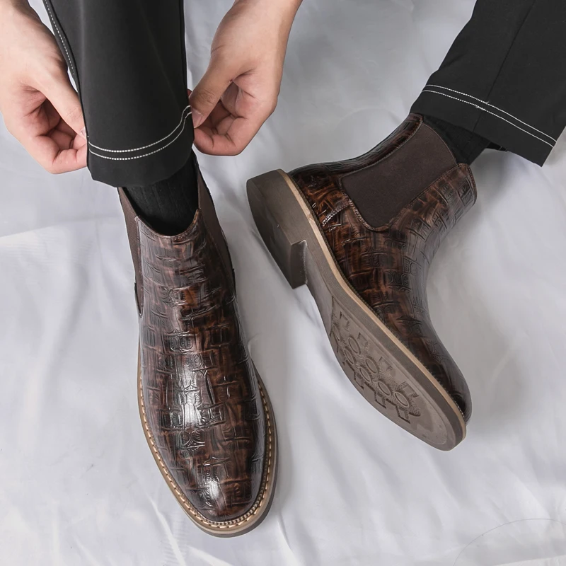 

Classic British Style Men High Top Boots New Autumn and Winter Business Leather Boots Brand Comfortable Soft and Versatile Boots