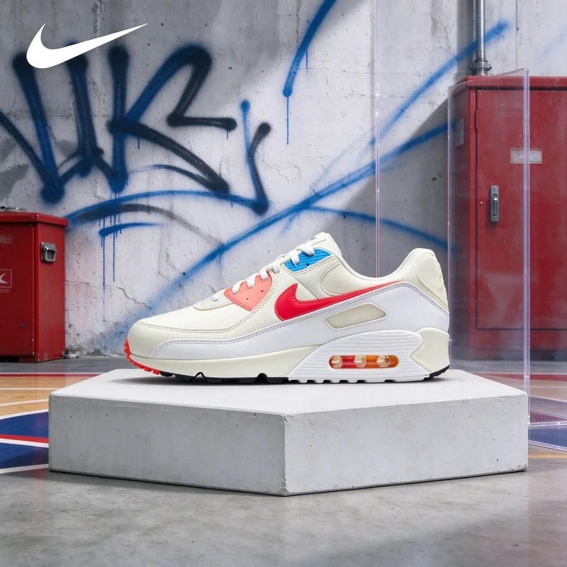Nike Air Max 90 DD8496-161 Sail Infrared Unisex Retro Sneakers Breathable Mesh Trainers
