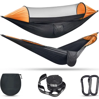 휴대용 경량 걸이식 해먹 침대, 캠핑 야외 걸이식 침대, 그네 모기장 나무 스트랩, 2 인용 그네