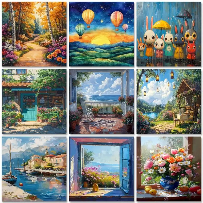 

GATYZTORY Coloring By Number Figure Landscape For Adults DIY Frame Picture By Numbers Animal On Canvas Home Decoration