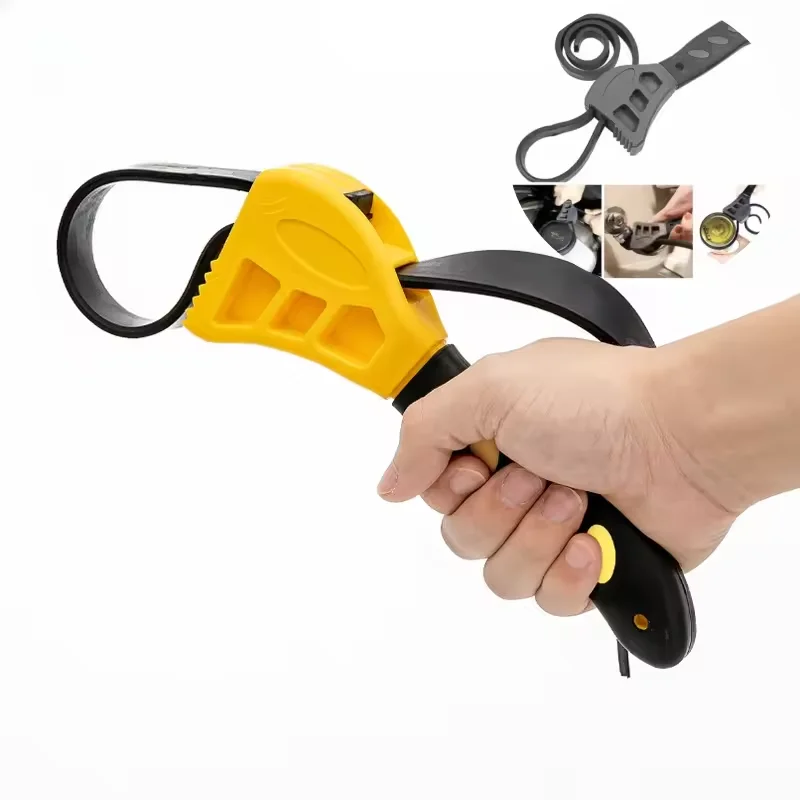 

Multifunctional Belt Wrench Adjustable Opener Pipe Puller Strap Spanner Cartridge Disassembly Tool Oil Filter Jar 6inch 8inch
