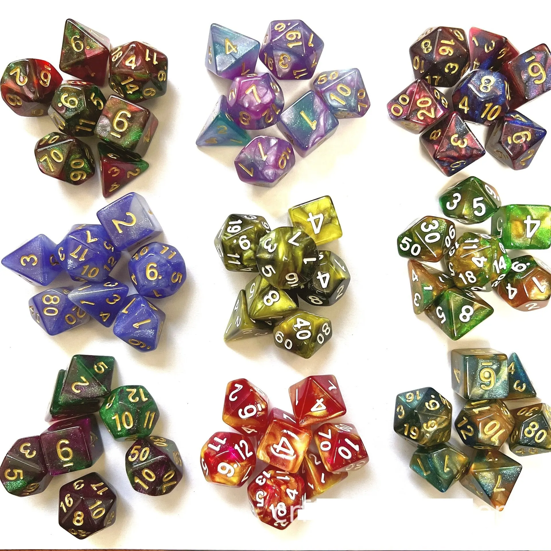 New Dual Color Multi Faced Dragon And Dungeon Game Dice Board Game Color (7 Pieces Per Set)