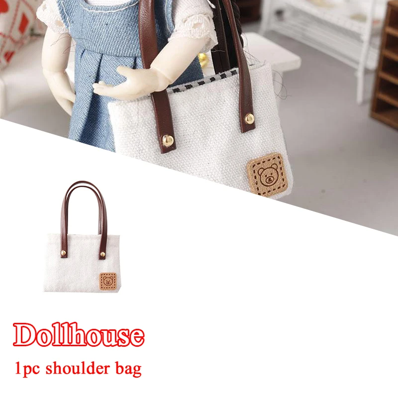 

Dollhouse Mini Simulation Canvas Bag Shoulder Bags Doll Clothes Accessories Micro Scene Decoration Pretend Play Toys