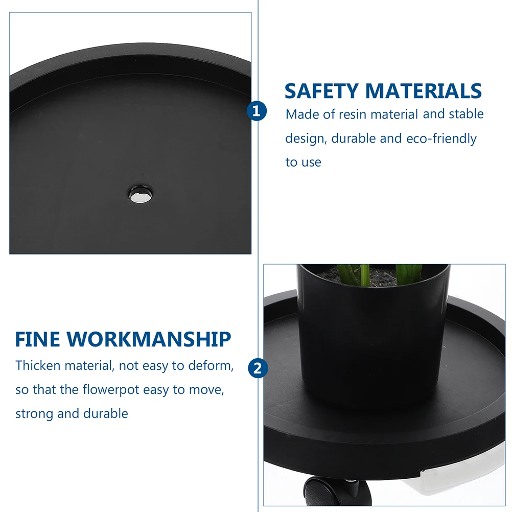 

Flower Pot Tray Round Base Wheels for Plants St Plant Premium Plastic Gardening Living Room Dining Room 360