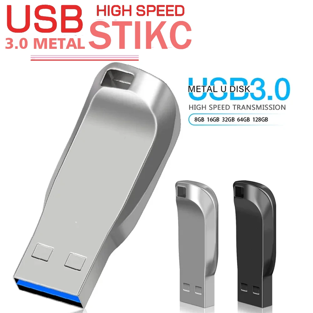 USB Flash Drive 3.0 Pendrive 128GB Metal Rod Drive 64GB Free Custom Logo Stick Pen 32GB High Speed 3.0 Pen Drive 16GB 8GB U Disk