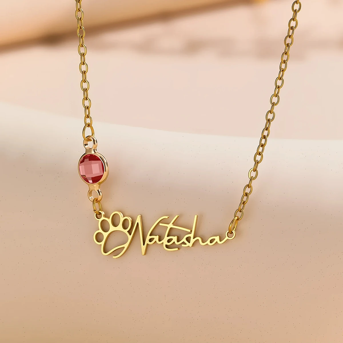 

Stainless Steel Custom Pet Name Necklace Dog Paw Prints Pendant Personalized Jewelry for Women Men Pet Gift