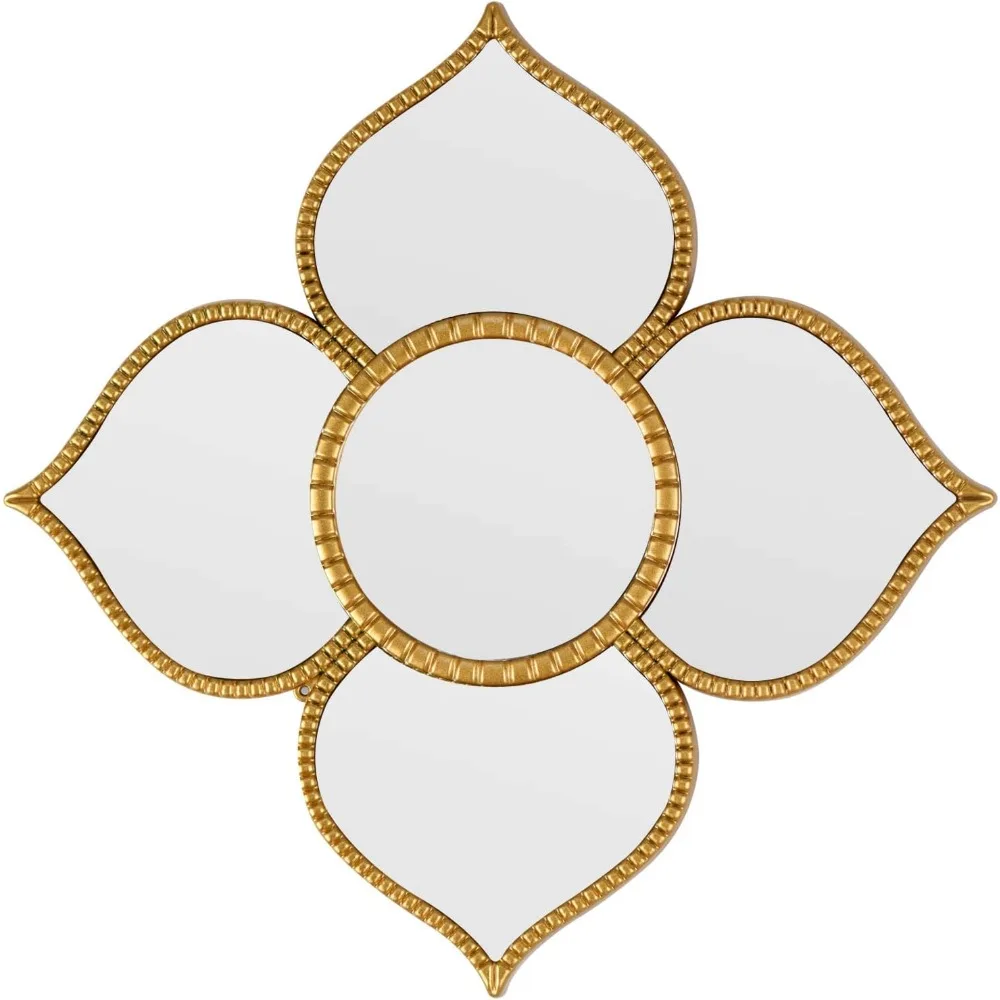 

Decorative small mirror, plastic flower frame wall mirror, 9.5 x 9.5 inches gold color