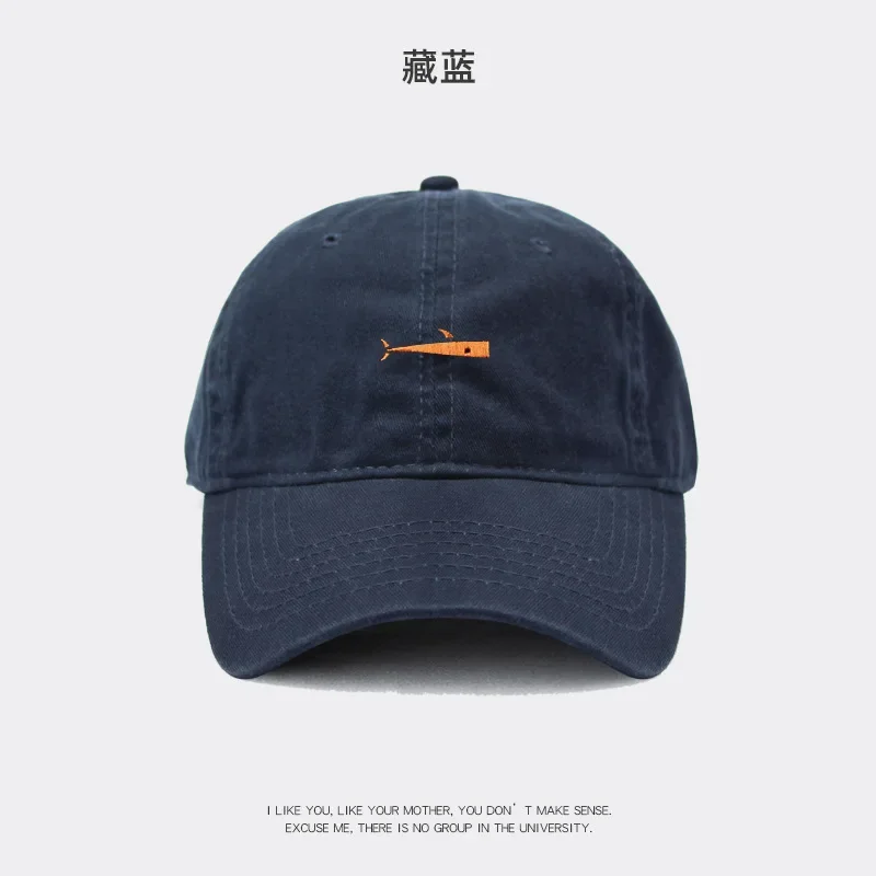 Gorras Casual Men Embroidered Baseball Caps Korean Simple Fish Embroidery Women Hip Hop Cap Summer Breathable Adjustable Sun Hat