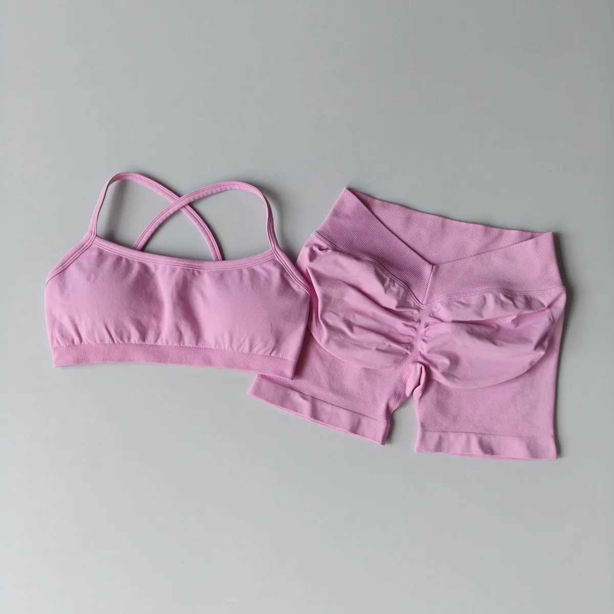 Sports Shorts Set 2 Pieces Seamless Yoga Set Women Workout Tracksuit Sports Bra and Yoga Shorts Suits Sportswear Fitness Gym Set