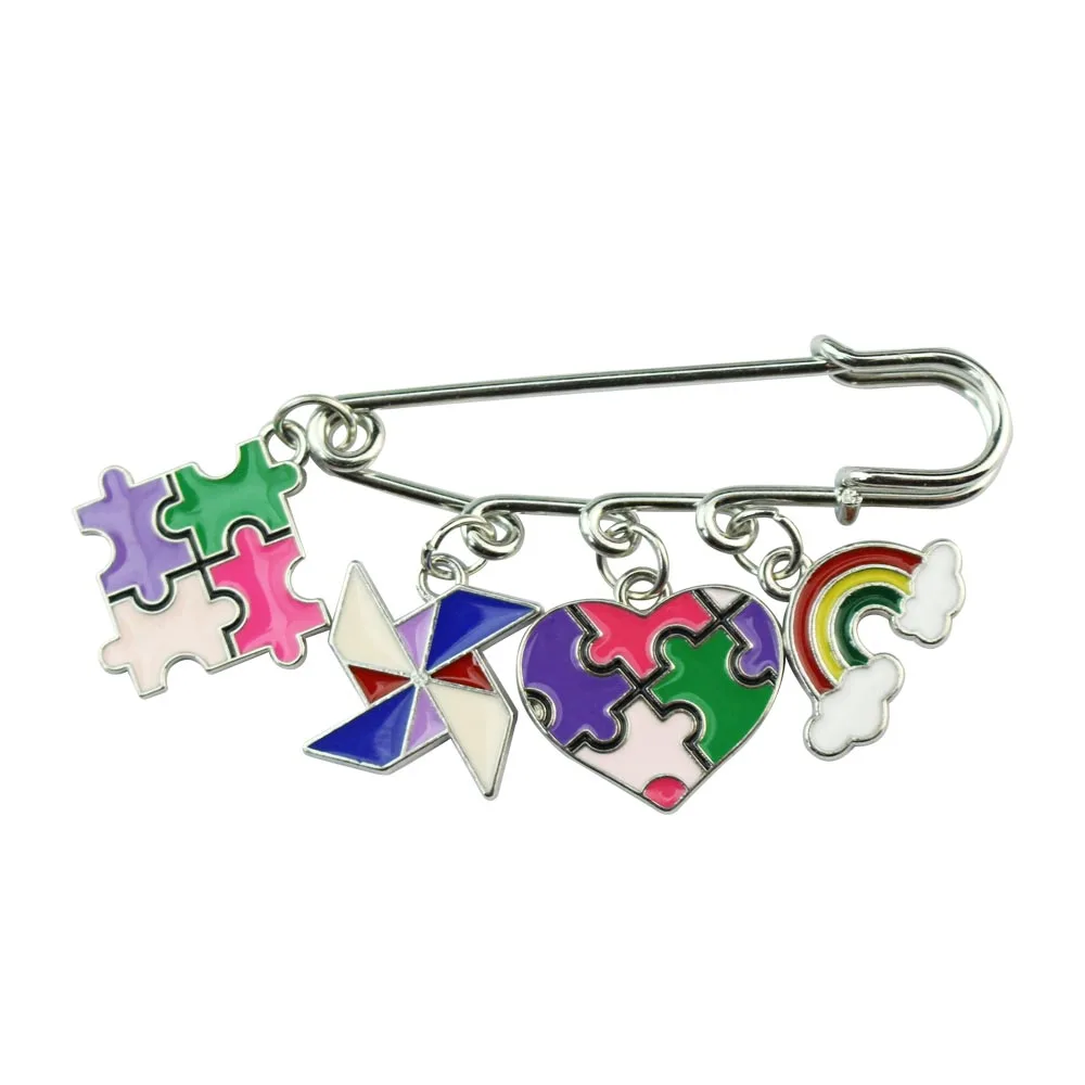 Autistic Disorder Awareness Brooch Autism Rainbow Puzzle Enamel Pin Badge Lapel Jacket Backpack Zinc Alloy Jewelry Gift