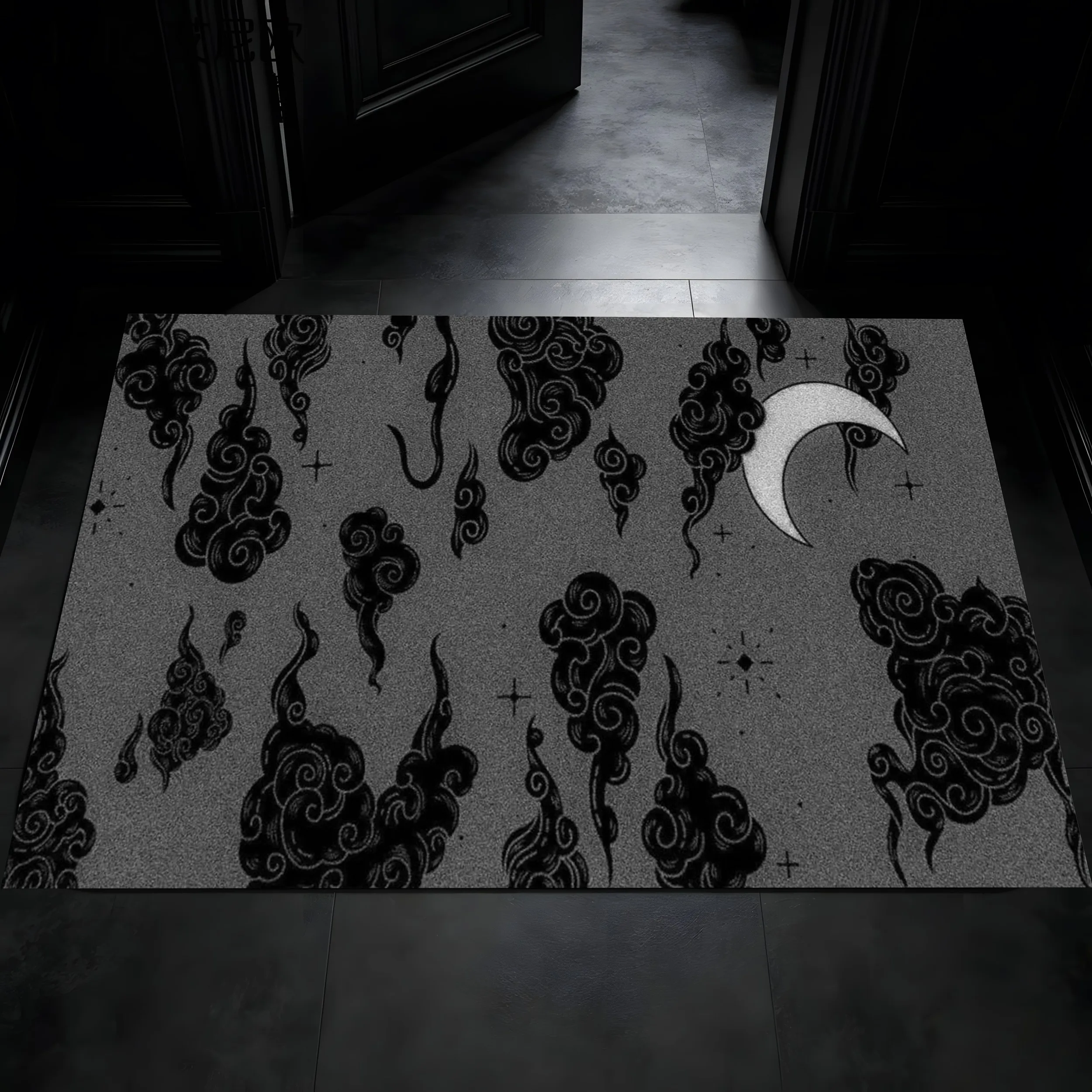 2D Large Carpet with Cartoon Ghosts, Bats and Flowers, Retro and Childlike Style, Soft and Fresh, Creating a Joyful Halloween