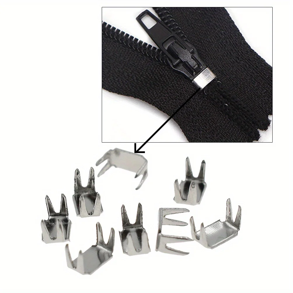 280pcs3#Zipper accessories upper and lower end silver white U-shaped size anti-drop button clothing jacket zipper accessories