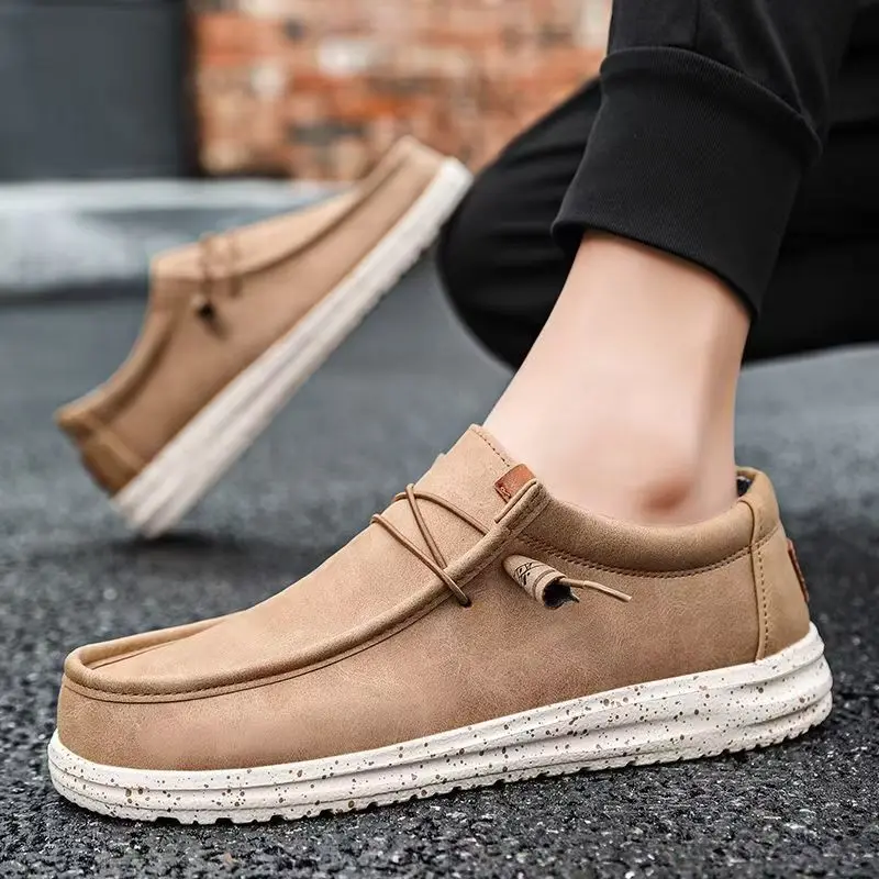 

Men Leather Big Size Casual Shoes Spring Autumn New Soft Sole Non Slip Lightweight Anti Odor Round Toe Slip On Sports Shoes